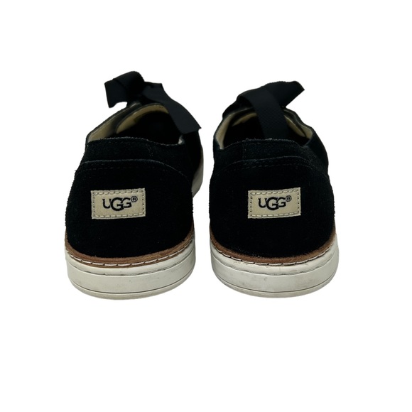 UGG Carilyn Black Suede and Textured Leather Slip-On Sneaker with Ribbon Bow - Picture 4 of 6